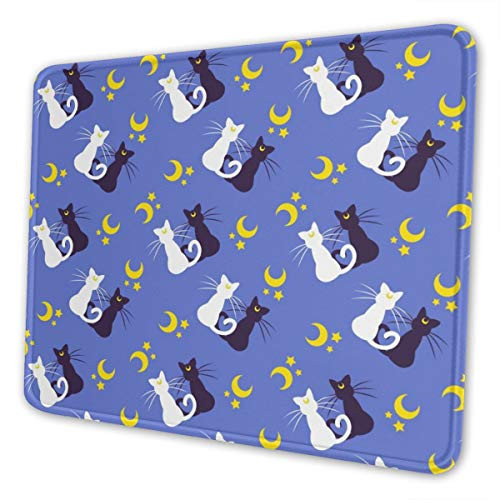 Mouse Pad Sailor Moon Kitties Gaming Mousepad with Stitched Edges Non-Slip Rubber Base for Computers Laptop Office & Home