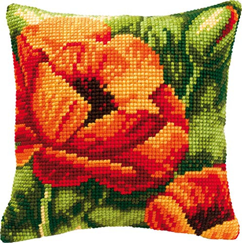 Vervaco Cross Stitch Cushion Kit Orange Flower PN-0008619