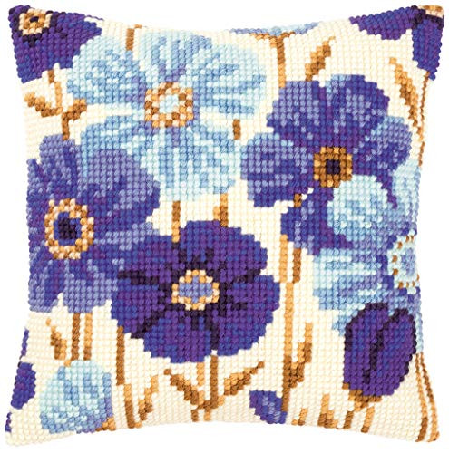 Vervaco Cross Stitch Cushion Kit Blue Anemones PN-0145051