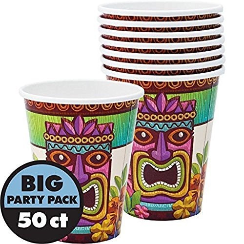 50 Hawaiian Summer Luau Tropical Tiki Paper Cups (9 Oz.)