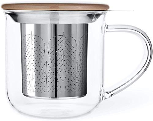 Loose Leaf Tea Infuser Mug: Minima 14oz Large Glass Tea Mug with Loose Leaf Tea Steeper | Tea Brewing Cup with Lid and Tea Fine Mesh Diffuser Filter Basket | Tea Tumbler Infuser Best as Tea Lover Gift Loose Leaf Tea Infuser Mug: Minima 14oz Large Glass Tea Mug with Loose Leaf Tea Steeper | Tea Brewing Cup with Lid and Tea Fine Mesh Diffuser Filter Basket | Tea Tumbler Infuser Best as Tea Lover Gift