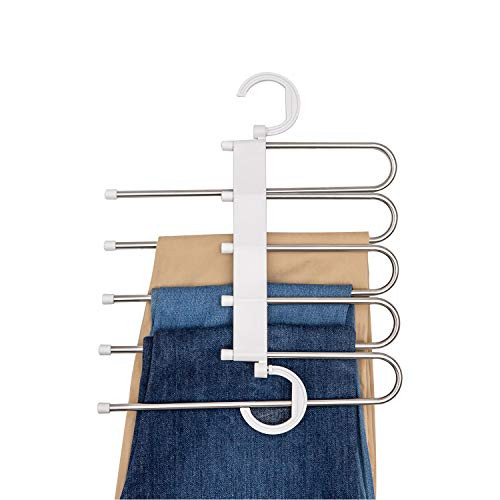 Vitalome Pants Hangers 5 Layers Stainless Steel Non-Slip Space Saving Clothes Closet Storage Organizer for Pants Jeans Trousers Skirts Scarf