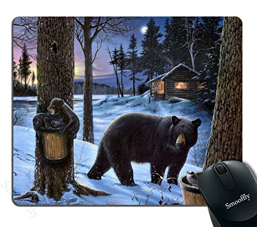 Smooffly Gaming Mouse Pad Custom,Winter Bear Non-Slip Rubber Large Mouse pad