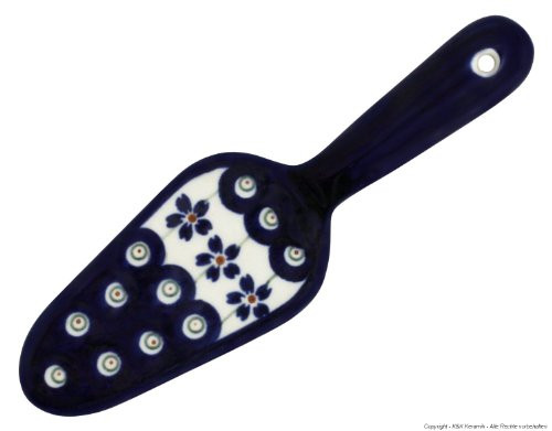 Polish Pottery 7-inch Pie and Cake Server (Flowering Peacock Theme) + Certificate of Authenticity