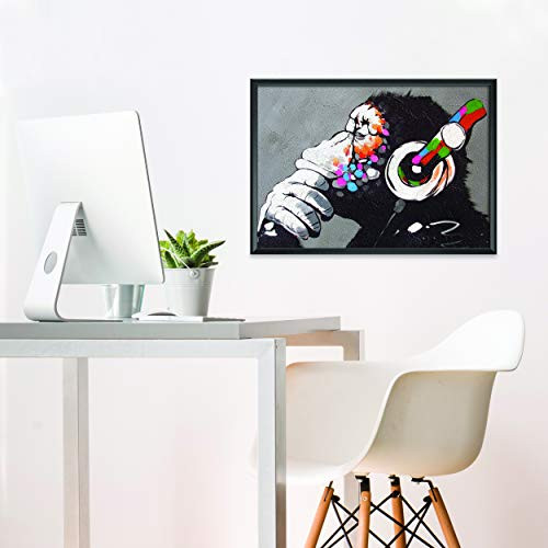Banksy Monkey Graffiti Wall Art Poster for Guys - Gamer Room Music Decor - Cuadros De Pared De Sala Modernos Pare Decorativos - 22x16 inches