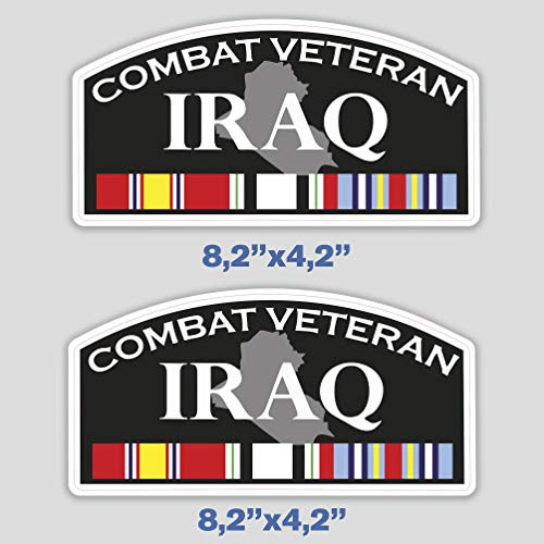 x2 Veteran Iraq Sticker Combat War Decal for Car Bumper Truck Window Laptop US Army 8 in