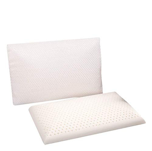 QIQIHOME Slim Sleeper - Natural Latex Foam Pillow , Extra Thin, Ventilated, Low Profile, 23 X 15 X 2.7inch