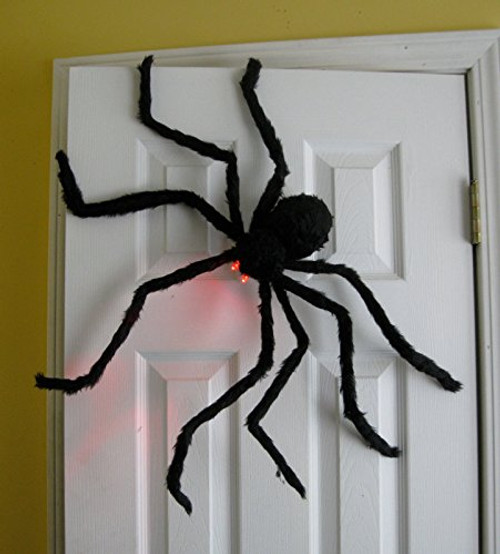 Prextex Huge 4 Ft. Black Hairy Spider / Tarantula with LED Eyes for Halloween Haunt Décor Best Halloween Decoration