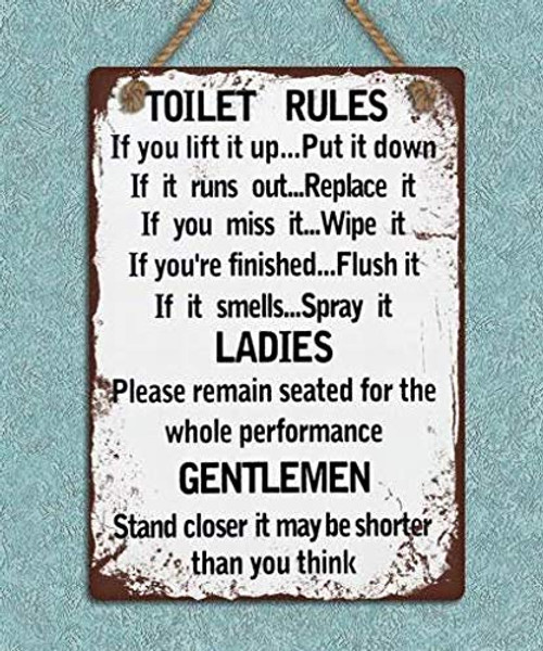 PaBoe Toilet Rules Vintage Retro Tin Metal Decor Sign Home Wall Decor 8x12 PaBoe Toilet Rules Vintage Retro Tin Metal Decor Sign Home Wall Decor 8x12