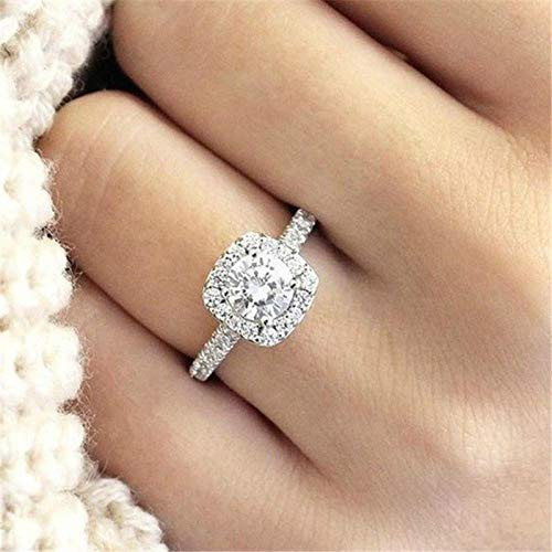 Duan Fashion Ring Cushion Cut 4ct 5A Zircon Stone 925 Sterling Silver Engagement Wedding Band Ring Promise Rings Anniversary Wedding Bands for Women Size 6-10 (US Code 7)