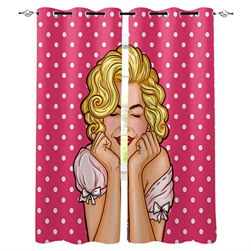 Edwiinsa Marilyn Monroe Woman Kitchen Blackout Curtains Window Drapes Treatment, 2 Panels Set for Kitchen Cafe Office, 80W x 63L inch