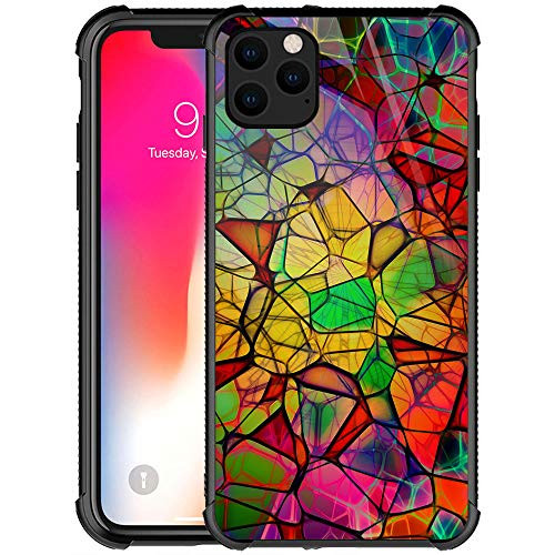iPhone 11 Pro Max Case,9H Tempered Glass iPhone 11 Pro Max Cases for Girls Women Boys,Colored Squares Pattern Design Shockproof Anti-Scratch Glass Case for Apple iPhone 11 Pro Max