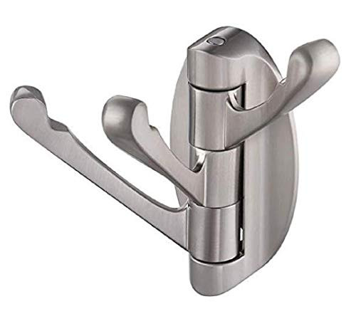 zmgmsmh Solid Metal Swivel Hook Heavy Duty Folding Swing Arm Triple Coat Hook with Multi Three Foldable Arms Towel/Clothes Hanger for Bathroom Kitchen Garage Wall Mount Brushed Nickel