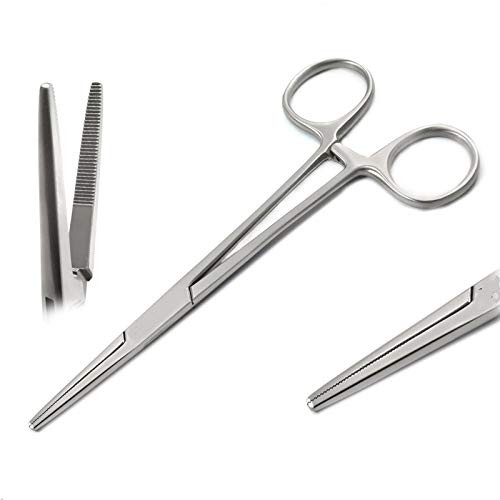 HTI BRAND Premium Quality Kelly Hemostat Forceps Pliers 5.5" (14cm), Straight, Stainless Steel (Pack of 1)