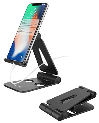 Cell Phone Stand for Desk, Fully Foldable Adjustable Desktop Phone Holder Cradle Dock Compatible with Phone 11 Pro Xs Xs Max Xr X 8, iPad Mini, Nintendoo Switch, Tablets (7-10"), All Phones