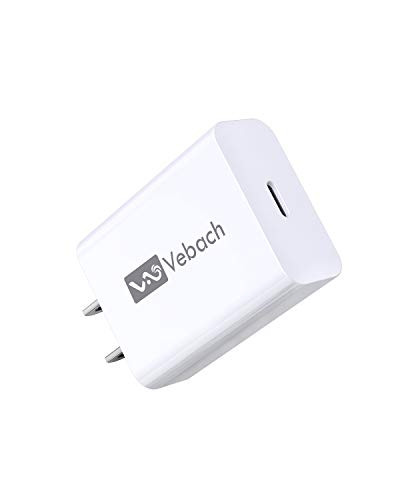 USB C Charger, Vebach 18W PD Compact Fast Charger Adapter, Type C Wall Charger Power Delivery, for iPhone 11 Pro Max/XS/X/XR, iPad Pro, AirPods Pro, Galaxy S10/S9, Pixel 3/2, Nintendo Switch and More