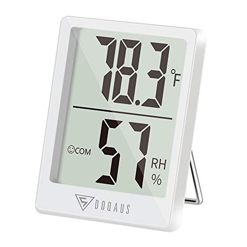 DOQAUS Digital Hygrometer Indoor Thermometer, Humidity Gauge Indicator Room Thermometer, Accurate Temperature Humidity Monitor Meter for Home, Office, Babyroom, Greenhouse, Mini Hygrometer White