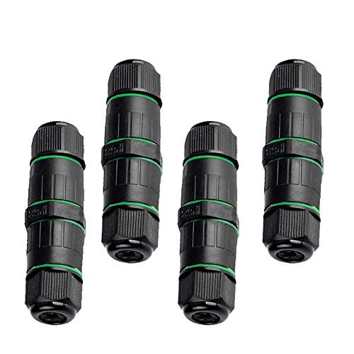 IP68 Connector 3 Pin Outdoor Waterproof Electrical Junction Box Underground Cable Connectors Wire Range 3-7mm 250V 10A, Pack of 4