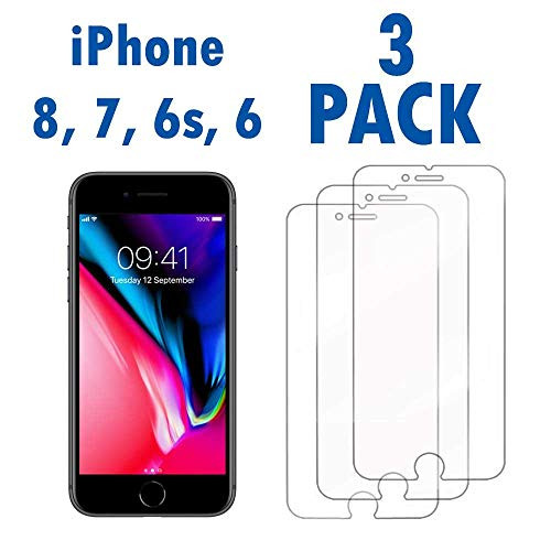 [3-Pack] iPhone 8, 7, 6, 6s, Screen Protector Glass, Tempered Screen Glass Prodector for Apple iPhone 8, iPhone 7, iPhone 6S, iPhone 6 [4.7" inch] 2017 2016,