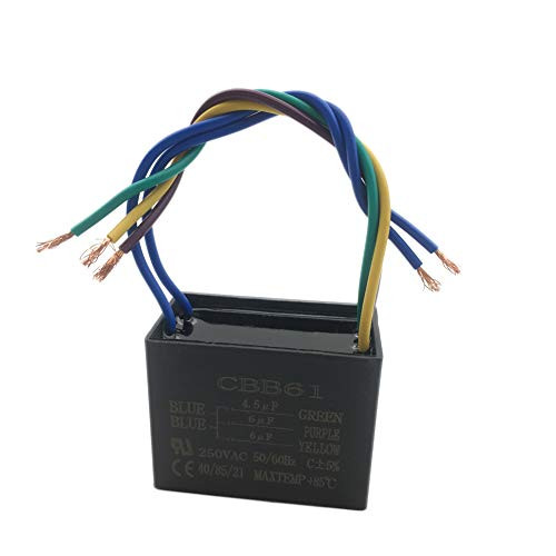 CBB61 Ceiling Fan Capacitor 4.5uf+6uf+6uf 5 Wire 250V - 1 Piece