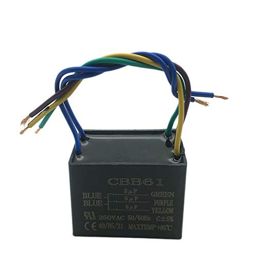 CBB61 4.5uf+5uf+5uf 5 Wire Ceiling Fan Capacitor 50/60Hz 250VAC - 1 Piece