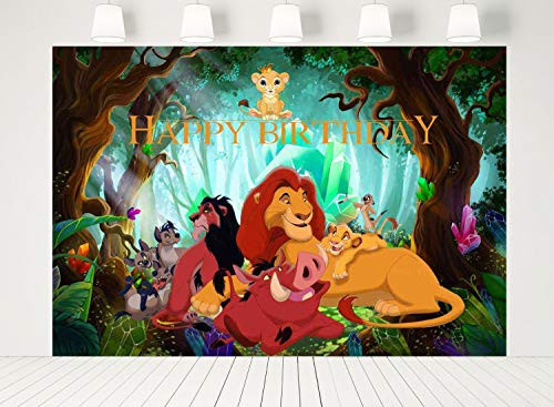 Eric 7x5ft Lion King Jungle Safari Photography Backdrop Cartoon Kids Baby Birthday Party Step and Repeat Dessert Table Banner Background Photo Studio Prop LF257