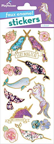 Playhouse Narwhals and Unicorns Enamel Effect Sticker Sheet