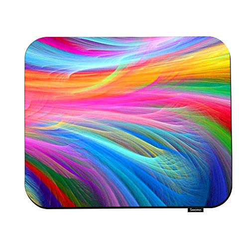 Swono Rainbow Mouse Pads Abstract Colorful Fractall Rainbow Ocean Mouse Pad for Laptop Funny Non-Slip Gaming Mouse Pad for Office Home Travel Mouse Mat 7.9"X9.5"