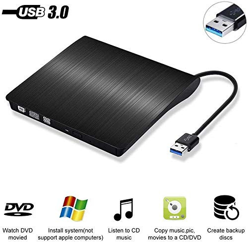 LZXG External CD DVD Drive, USB 3.0 Slim Portable External CD DVD Rewriter Burner Writer, High Speed Data Transfer USB Optical Drives Player Player for PC Desktop/Laptop/Windows/Linux/Mac OS