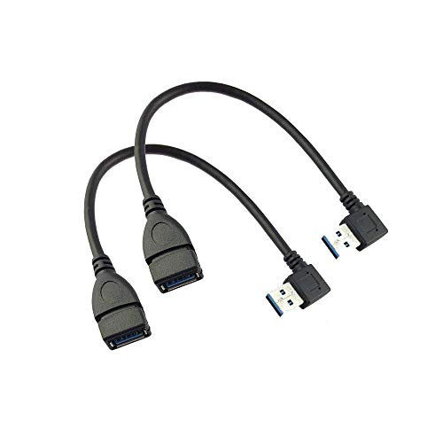 Seadream 2Pack SuperSpeed USB 3.0 Right Angle Male to Female Extension Cable-Right Angle