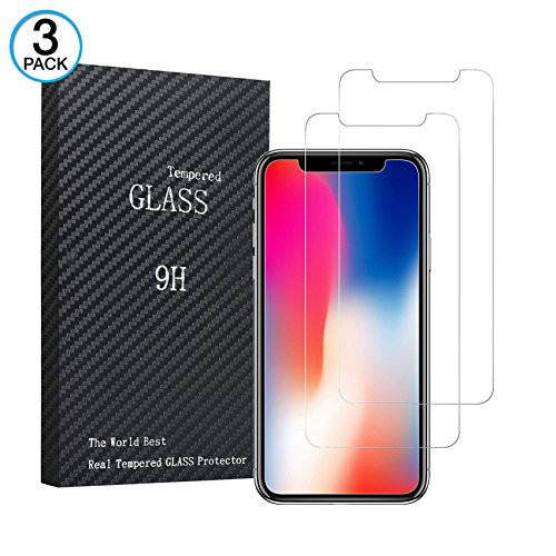 iPhone X Screen Protector Glass (3-Pack), iPhone X Tempered Glass Screen Protector Tray for Apple iPhone X/iPhone 10