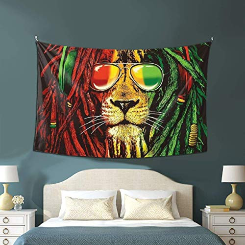 QSMX Hippie Art Tapestry Wall Hanging Tapestries Reggae Rasta Lion Wall Blanket Wall Hanging Home Decor Tablecloths for Bedroom Living Room Dorm Restaurant, 60X70 inches QSMX Hippie Art Tapestry Wall Hanging Tapestries Reggae Rasta Lion Wall Blanket Wall Hanging Home Decor Tablecloths for Bedroom Living Room Dorm Restaurant, 60X70 inches
