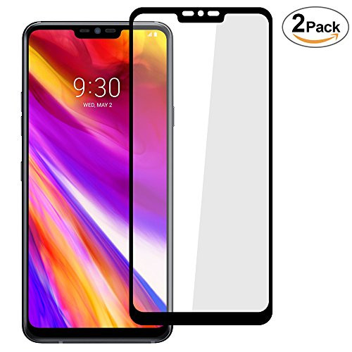 2pack LG G7 ThinQ Screen Protector, [2.5D Full Screen Coverage] [HD Clear] [Easy Installation] [Anti-Fingerprint] [Bubble Free] 9H Hardness Tempered Glass Screen Protector for LG G7 ThinQ (Black)