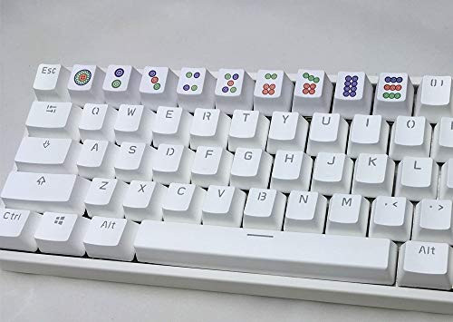 9 keycap Set, Chinese Mahjong Keycaps, Dye-subbed PBT Keycaps, R4 Keycaps 1U Whte Keycaps, DIY keycaps, OEM Keycaps for Gaming Mechanical Keyboard, Bing