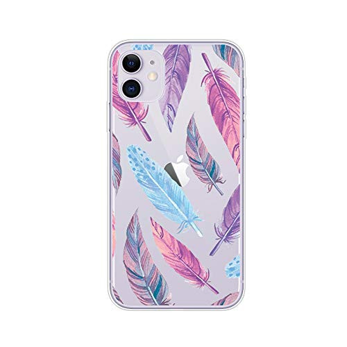 FancyCase Compatible with iPhone 11-New Feather Style Soft Silicone Protective Clear iPhone 11 Case by FancyCase (Feathers)