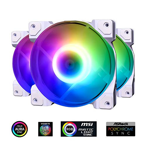 ID-COOLING DF-12025-ARGB Trio Snow Case Fan CPU Cooling Fan Addressable RGB Case Fan 5V ARGB MB Aura Sync PWM Fan for CPU Cooler/Raidator/PC Chassis