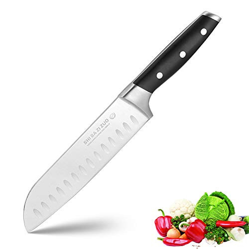 Santoku Knife 7 Inch Pro Chef's Knife High Carbon Stainless Steel Sharp Kitchen Knife Ergonomic Handle