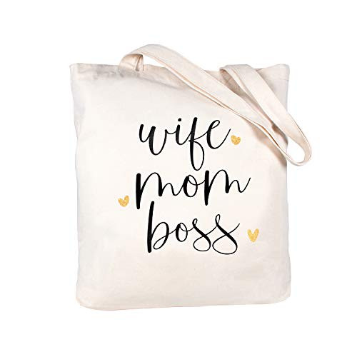 Caraknots Mom Gifts for Wife from Husband Women Christmas Mothers Day Birthday Gifts for Mom Wife Boss Bag Cotton Reusable Shopping Bag with Interior Pocket