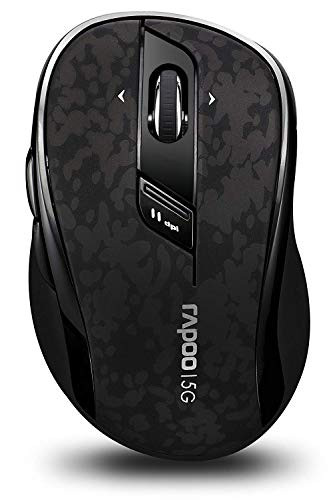 RAPOO 5.8GHz Wireless Mouse with Side Buttons, 4D Scroll Wheel, Programmable Buttons, 500/1000 DPI, Black