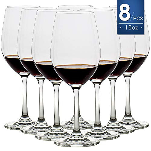 16 Ounce Set of 8,Hand Blown Crystal Wine Glasses Red/White Wine Glass Made from 100% Lead Free Premium Crystal Glass, Perfect for Any Occasion