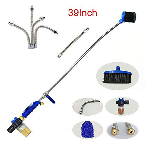 Buyplus High Pressure Power Washer Wand - 39'' Extendable Flexible Hydro Jet Car Hose Attachment,Deep Washing Sprayer,Window Glass Cleaner Tool Nozzle,Garden Water Gun,Foam Cannon,Brush,2 Tips