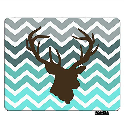 Nicokee Elk Gaming Mousepad Chevron Deer Head Mouse Pad Rectangle Mouse Mat for Computer Desk Laptop Office 9.5 X 7.9 Inch Non-Slip Rubber
