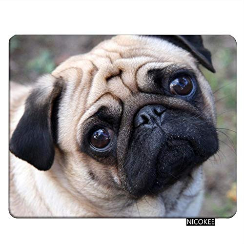 Nicokee Dog Gaming Mousepad Pug Dog Shapi Puppy Mouse Pad Rectangle Mouse Mat for Computer Desk Laptop Office 9.5 X 7.9 Inch Non-Slip Rubber