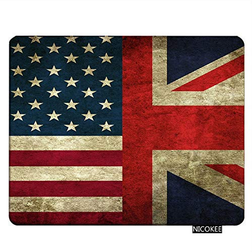 Nicokee Flag Gaming Mousepad The Us and The UK Flag Mouse Pad Rectangle Mouse Mat for Computer Desk Laptop Office 9.5 X 7.9 Inch Non-Slip Rubber