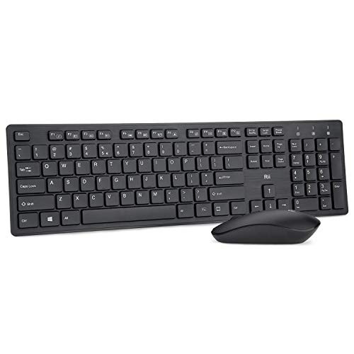 Wireless Keyboard and Mouse Combo - Rii Standard Office PC Keyboard and Optical Wireless Mice for Windows/Android TV Box/Raspberry Pi/PC/Laptop/PS3/4/