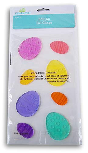Holiday Decor Spring Themed Easter Eggs Gel Window Clings - 8 Piece