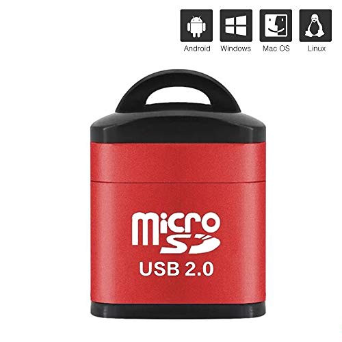 IAich Portable Mini USB 2.2 Micro SD TF T-Flash Memory Card Reader Adapter Flash Drive SD Flash Memory Card Reader-Red