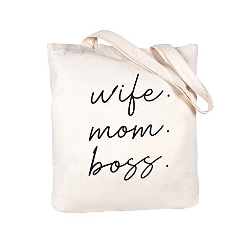 ElegantPark Wife Mom Boss Tote Bag Mothers Day Gifts for Wife Women Christmas Birthday Gifts for Mom from Daughter Son Canvas Mom Tote Bag