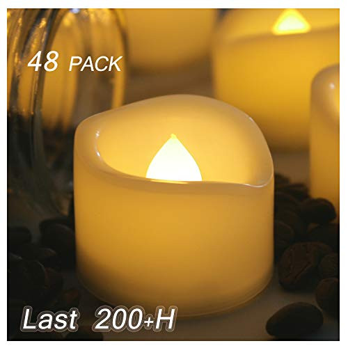 48 Pack Battery Operated Flameless LED Votive Tealight Candles Long Lasting Realistic Flickering Electric Fake Tea Lights Set Bulk Baptism Party Wedding Decorations Centerpieces Decor Batteries Incl. 48 Pack Battery Operated Flameless LED Votive Tealight Candles Long Lasting Realistic Flickering Electric Fake Tea Lights Set Bulk Baptism Party Wedding Decorations Centerpieces Decor Batteries Incl.