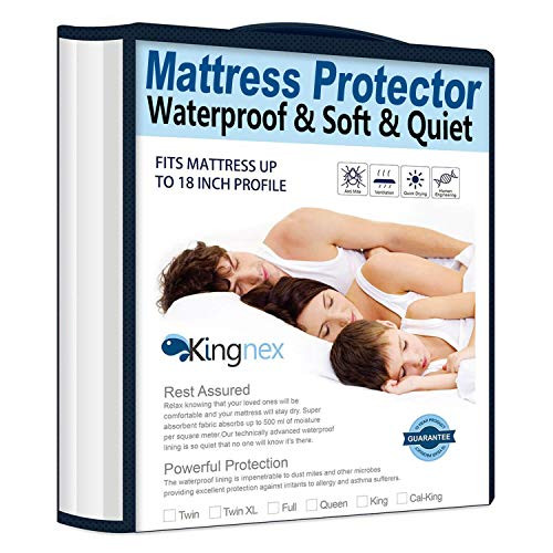 Kingnex Waterproof Mattress Protector California King Cal - Fitted 8-18" Deep Pocket Hypoallergenic Breathable Mattress Pad Cover Kingnex Waterproof Mattress Protector California King Cal - Fitted 8-18" Deep Pocket Hypoallergenic Breathable Mattress Pad Cover